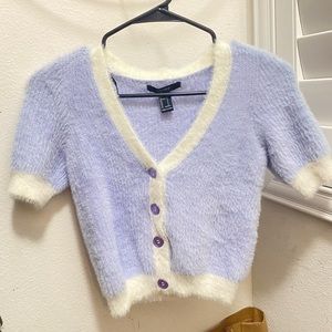 FOREVER21 lilac & white fluffy/cozy top 💜🦄🤍